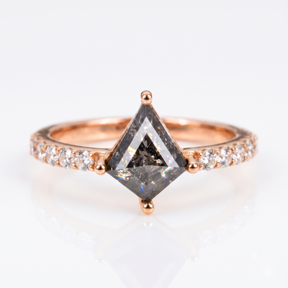 1.29ct Kite cut salt and pepper Engagement Diamond Ring
