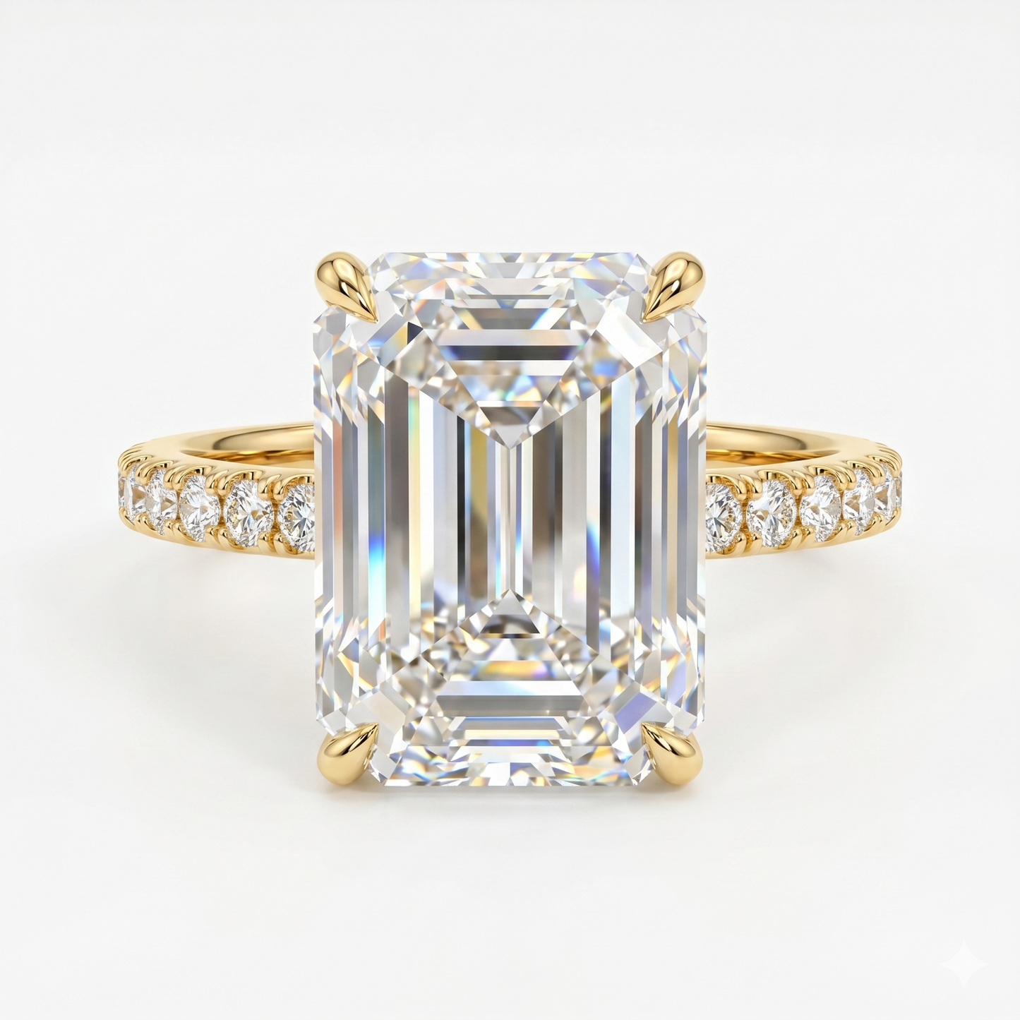 3.50ct Emerald Cut Paved Lab-Grown Engagement Ring