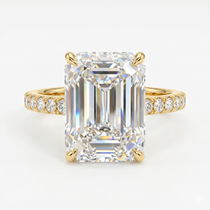 3.50ct Emerald Cut Paved Lab-Grown Engagement Ring