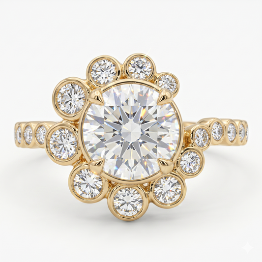 2.50CT Round Cut Lab-Grown Halo Ring