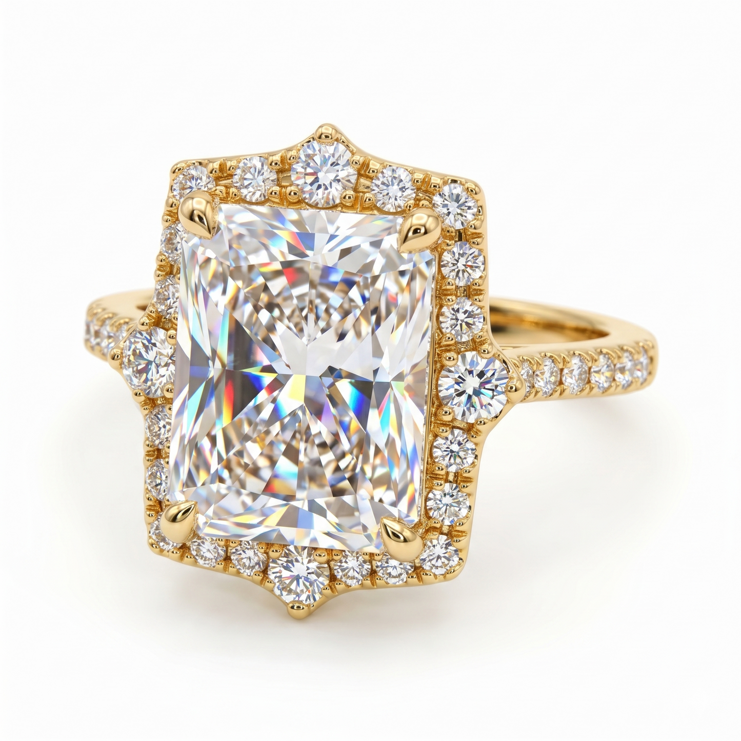 1.600 CT Radiant Cut Lab Grown Diamond Halo Engagement Ring