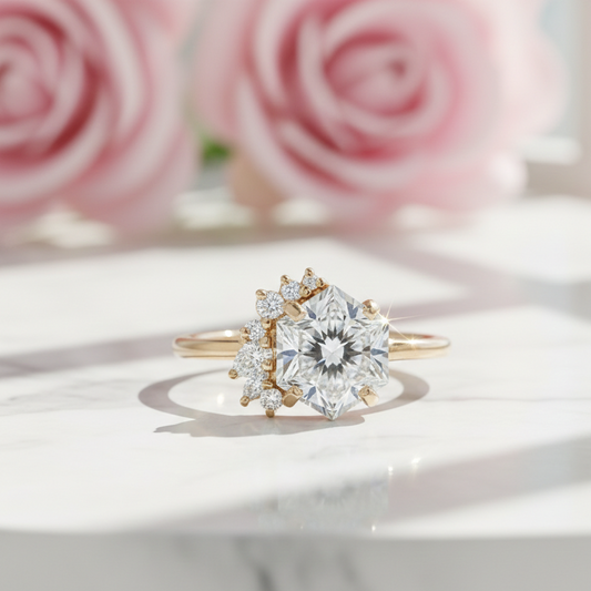 1.700ct Hexagon Lab Grown Diamond Engagement Ring