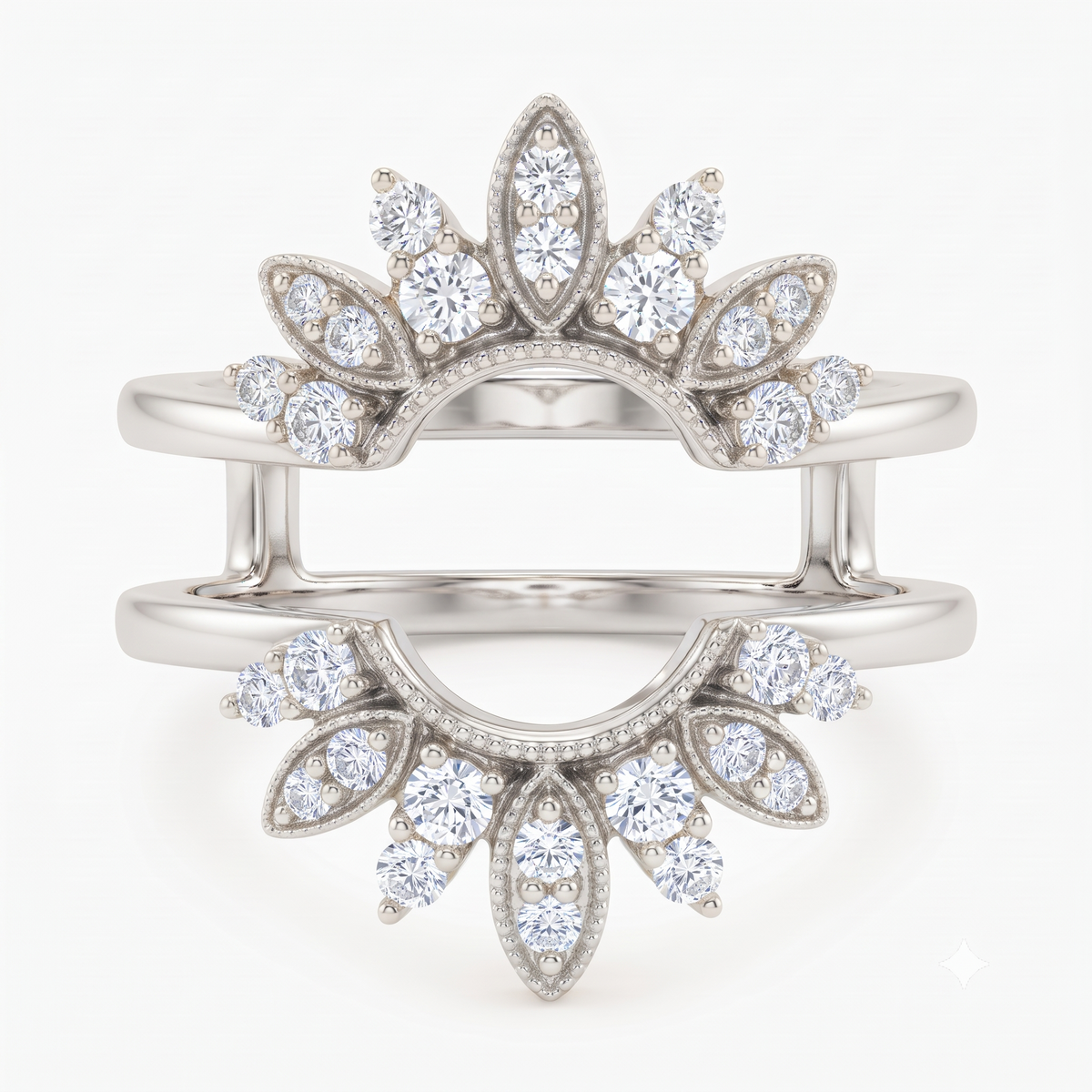 floral open band lab grown diamond ring