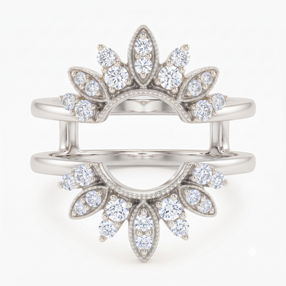 floral open band lab grown diamond ring