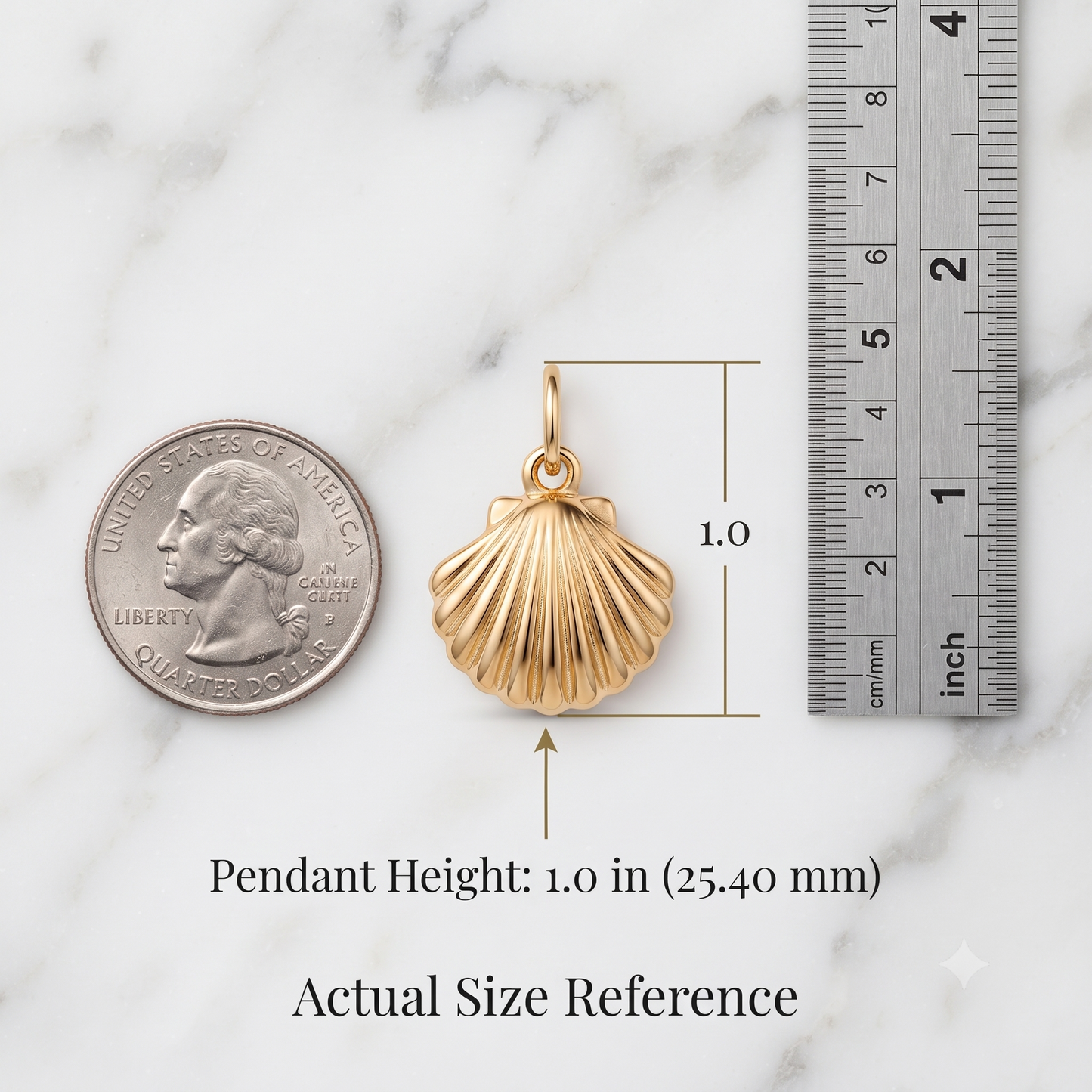 Seashell Pendant Necklace, 14K Gold Shell Necklace