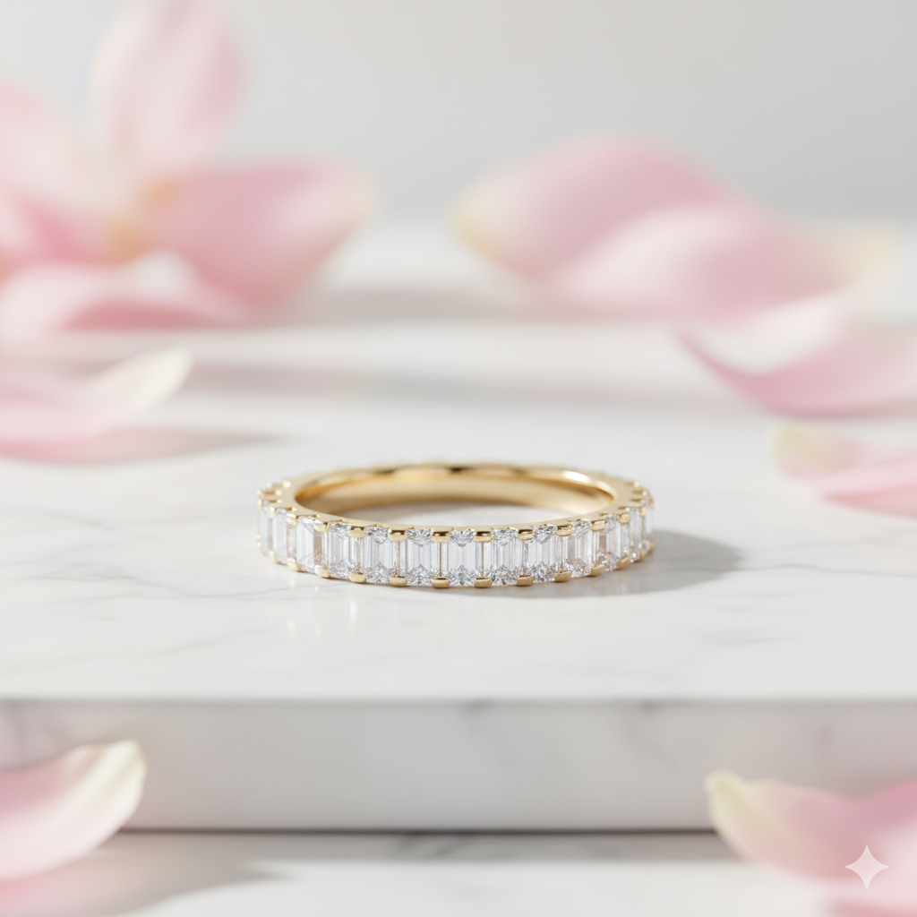 1.50 Ct Emerald Cut Lab-Grown Wedding Band