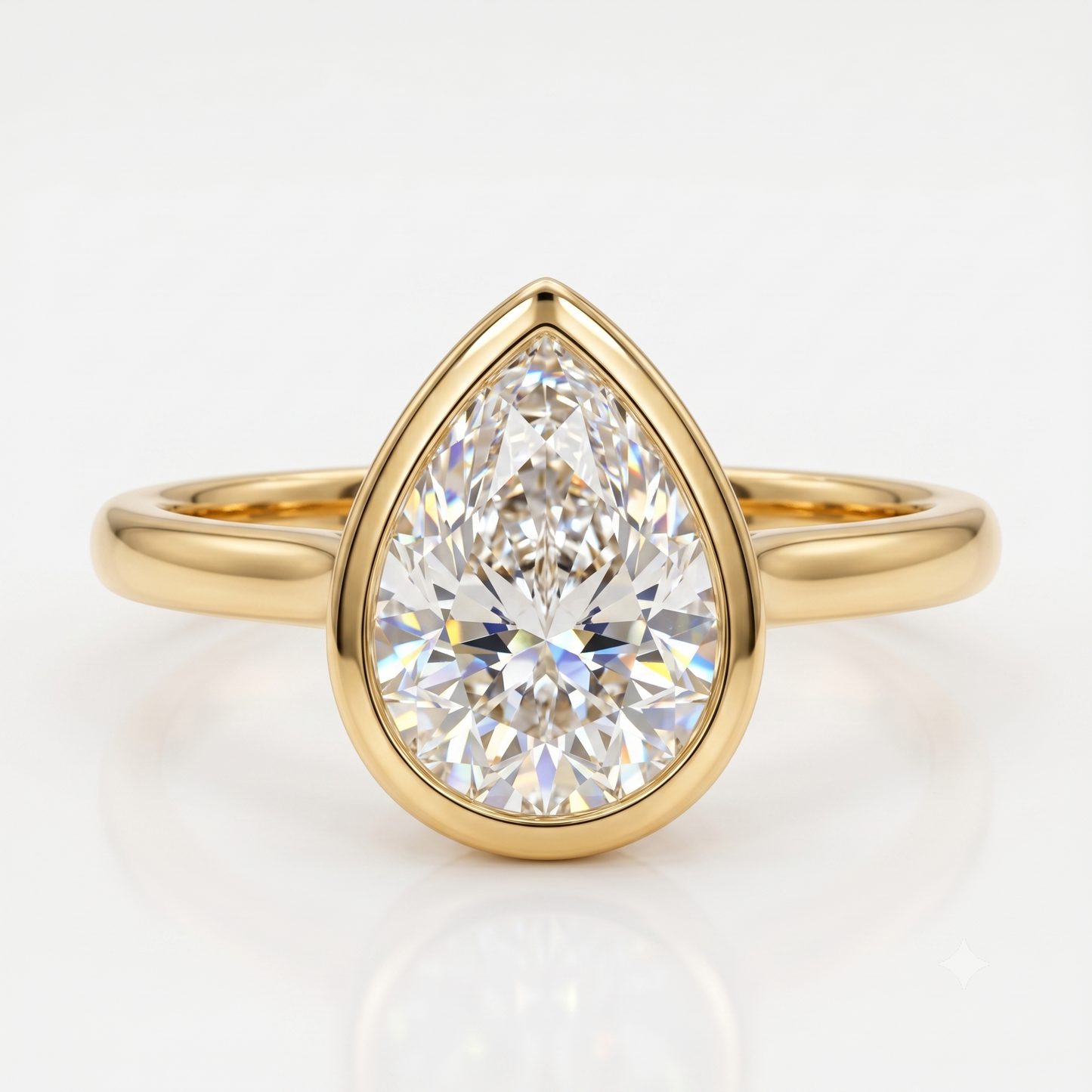Pear Bezel Diamond Ring 1.25ct – 14K Gold Engagement & Bridal Ring