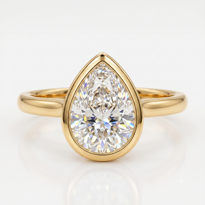Pear Bezel Diamond Ring 1.25ct – 14K Gold Engagement & Bridal Ring
