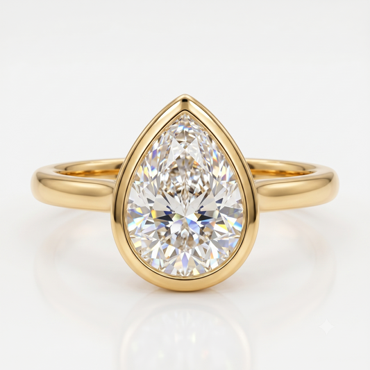 Pear Bezel Diamond Ring 1.25ct – 14K Gold Engagement & Bridal Ring