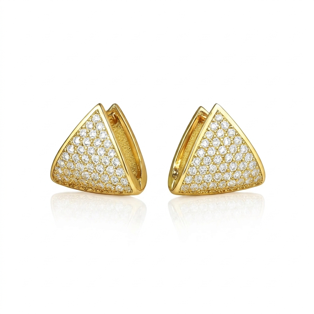 1 Ct Lab Grown Diamond Pave Triangle Hoop Earrings