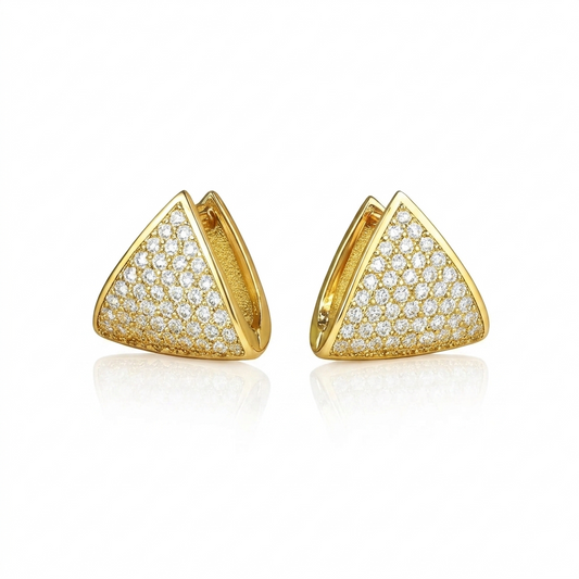 1 Ct Lab Grown Diamond Pave Triangle Hoop Earrings
