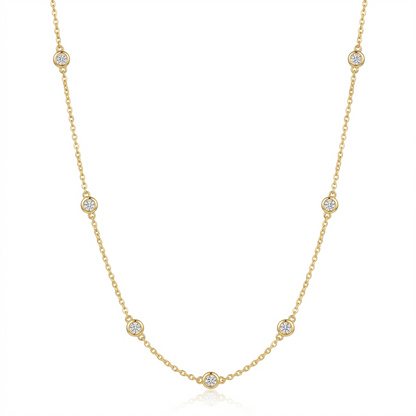 gold necklace with round diamond pendant​

