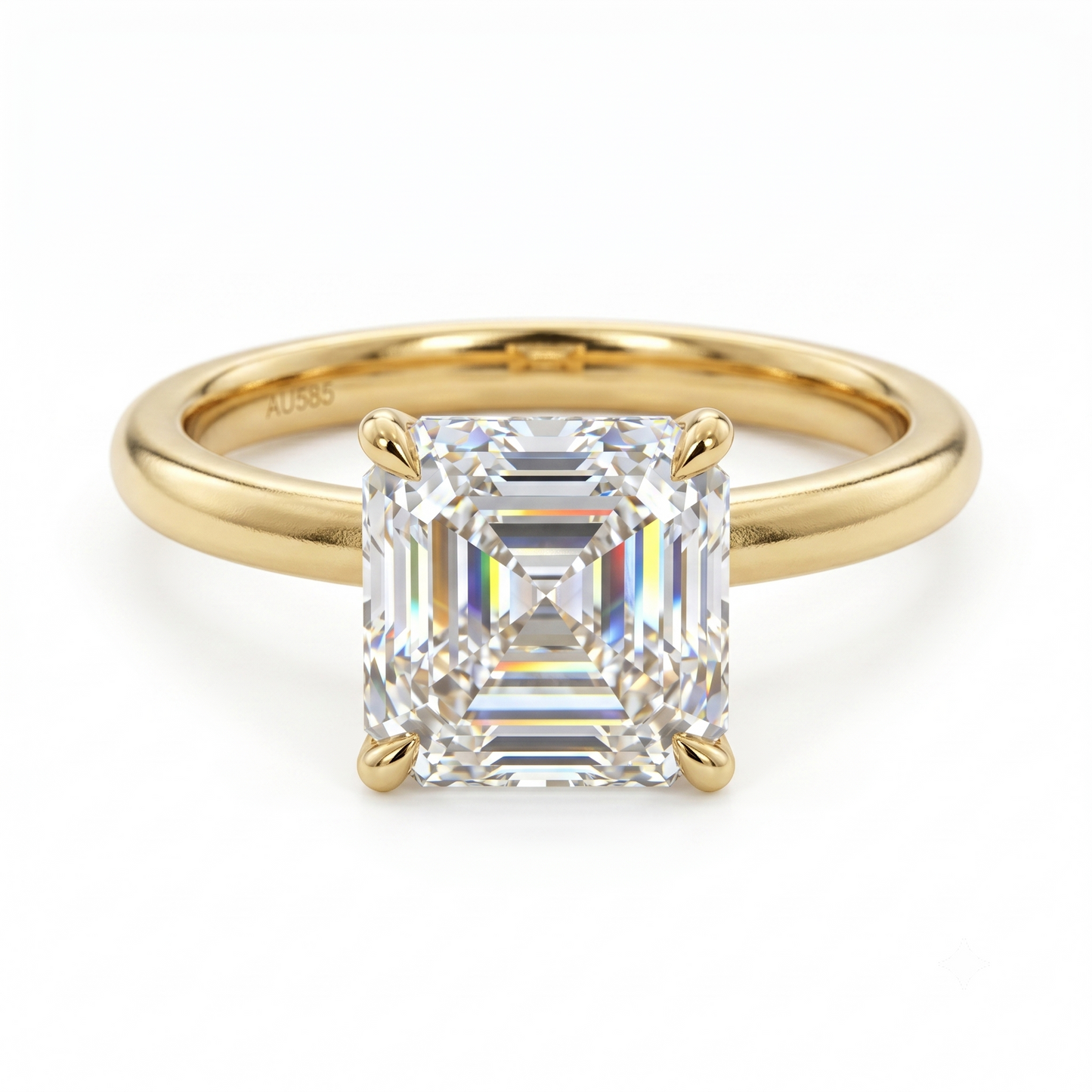 1.50Ct Asscher Cut Lab Grown Diamond Engagement Ring in 14k Yellow Gold