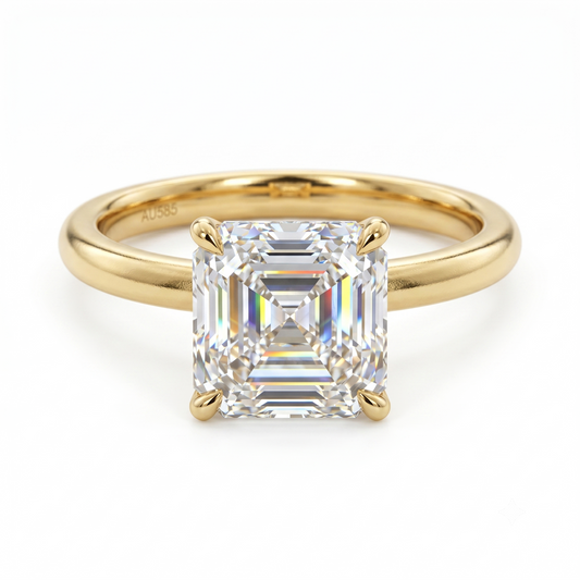 1.50Ct Asscher Cut Lab Grown Diamond Engagement Ring in 14k Yellow Gold