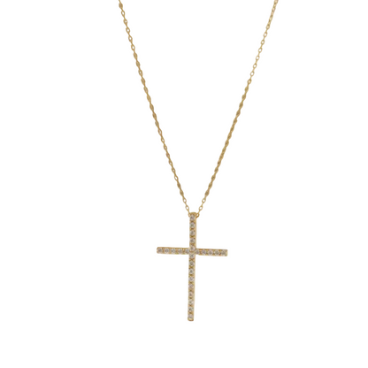 0.120 Ct Lab-Grown Diamond Cross Necklace – 14K Rose Gold