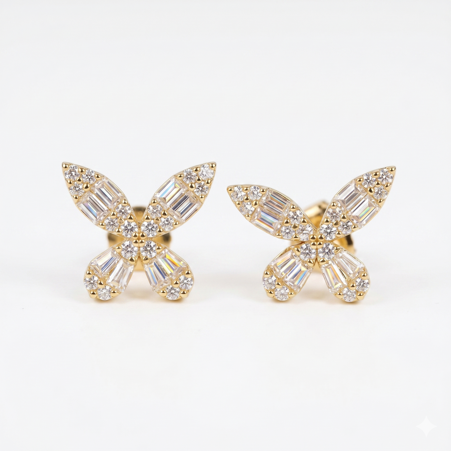 14K Gold Butterfly Diamond Earring Studs for her  62