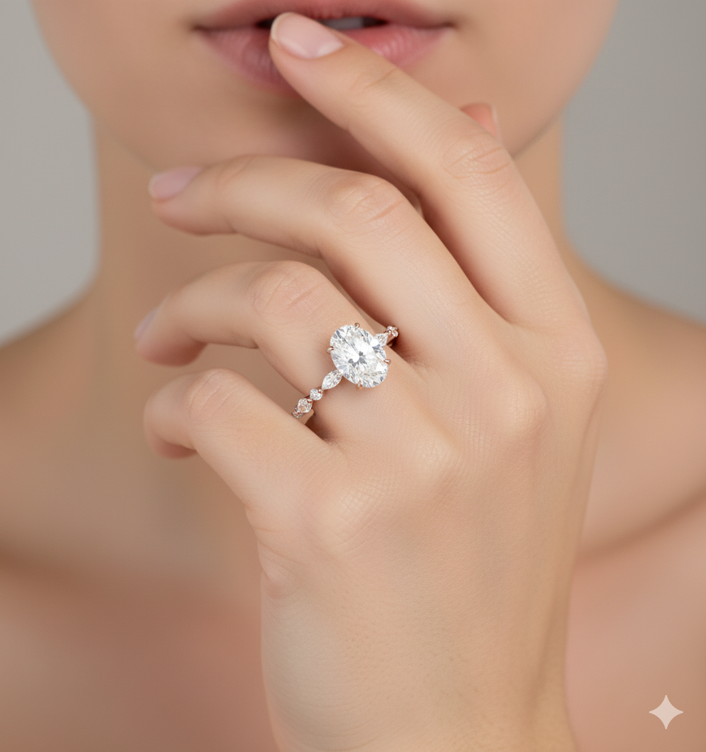 2.900 ct Oval Cut Lab Grown Diamond Engagement Ring