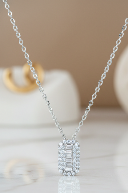0.400 Ct Baguette Lab-Grown Diamond Pendant Necklace