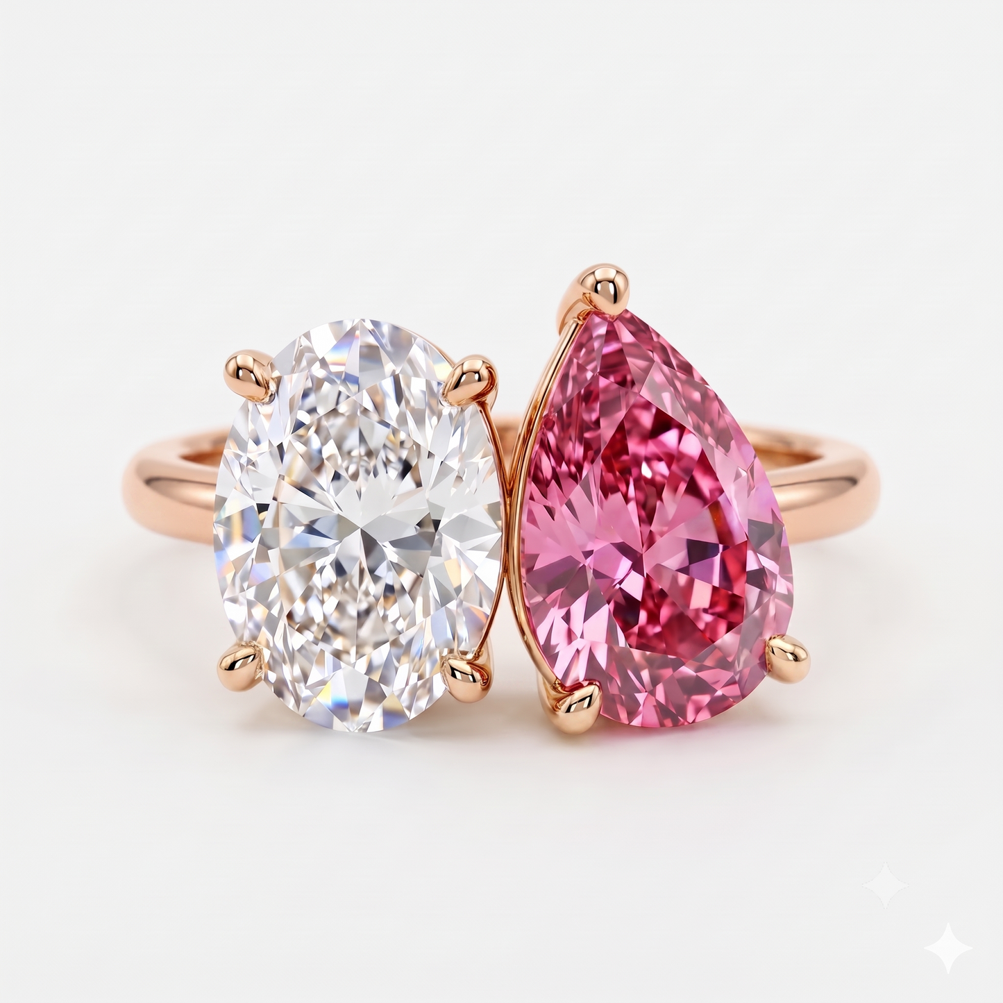Toi Et Moi Ring, 2.00 TW Oval and Pear Lab-Grown Ring, Two Stone Engagement Ring