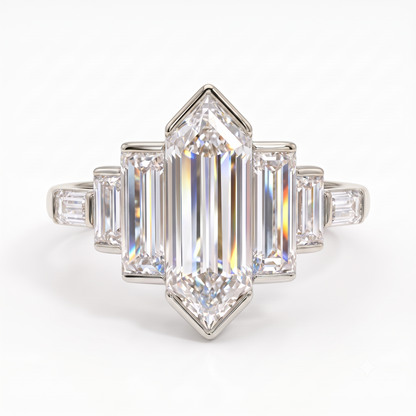 2.480 ct Hexagon Cut Lab Grown Diamond Engagement Ring