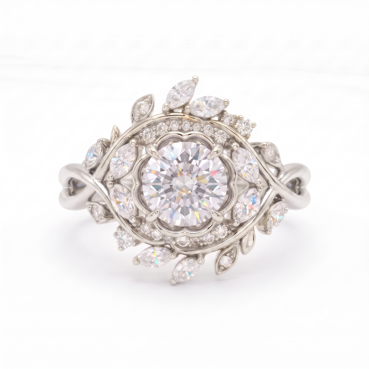 2.00ct  Round Cut Lab Grown Diamond Cluster Engagement Ring