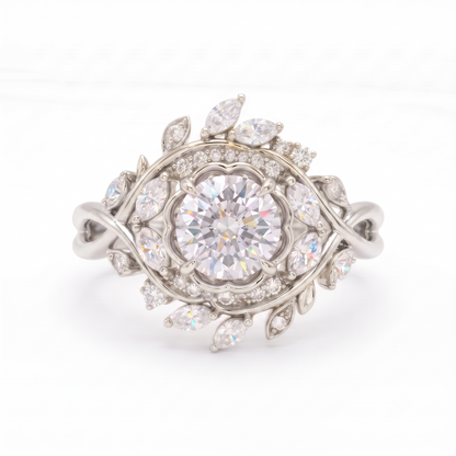 2.00ct  Round Cut Lab Grown Diamond Cluster Engagement Ring