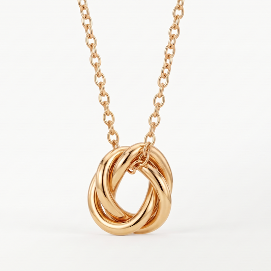 14K solid gold knot pendant necklace