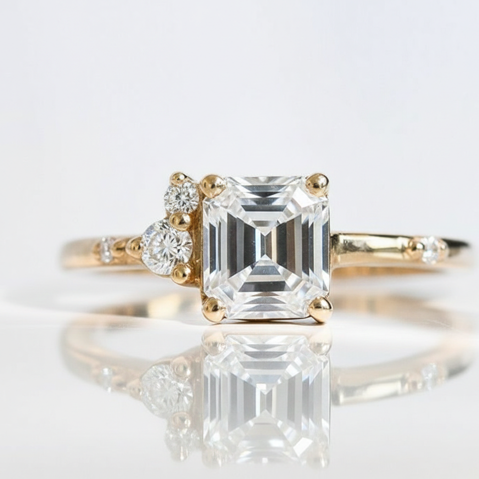 lab grown asscher cut diamond ring​

