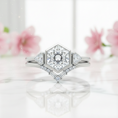 1.60 Ct Hexagon Lab Grown Diamond Bezel Engagement Ring