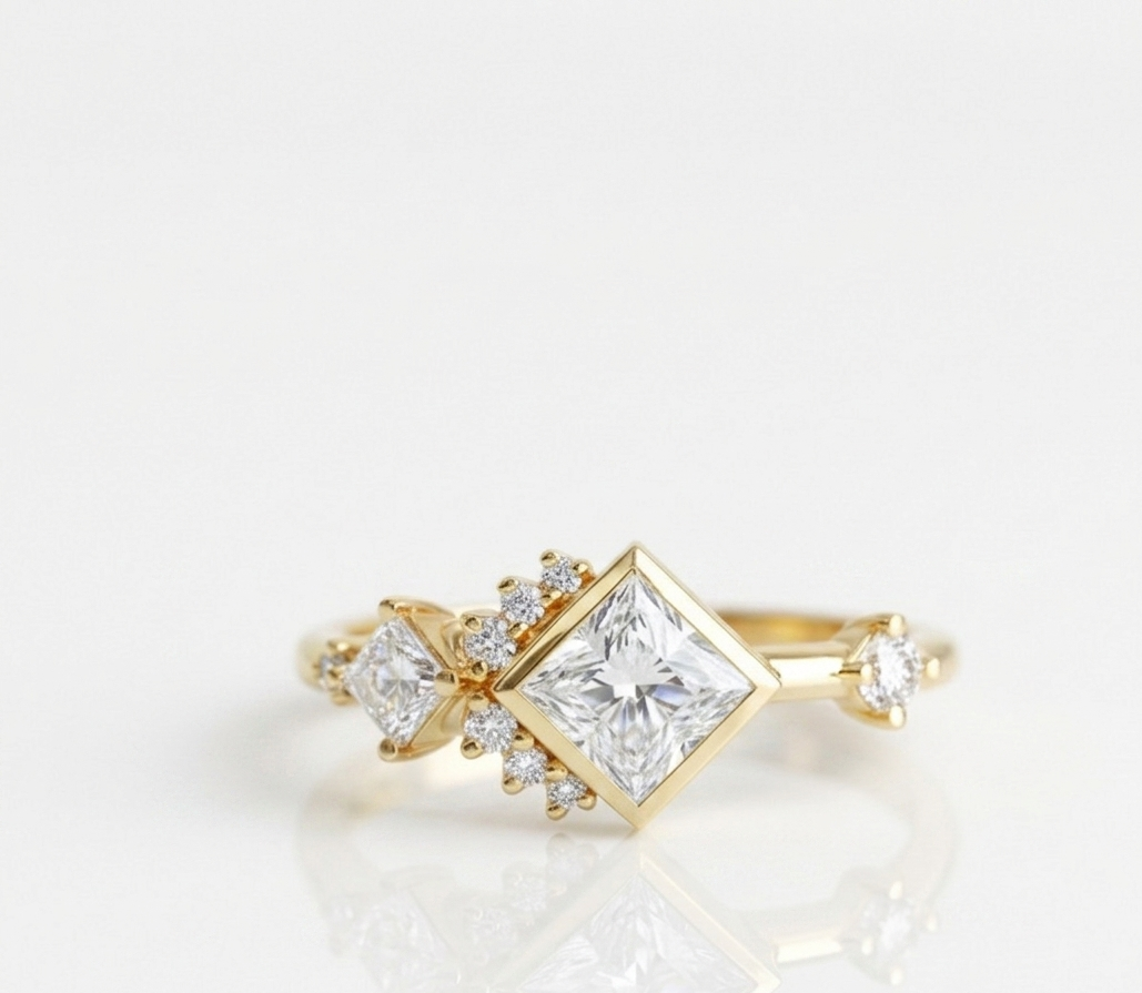1.05 Ct Princess Cut Lab Grown Diamond Engagement Ring