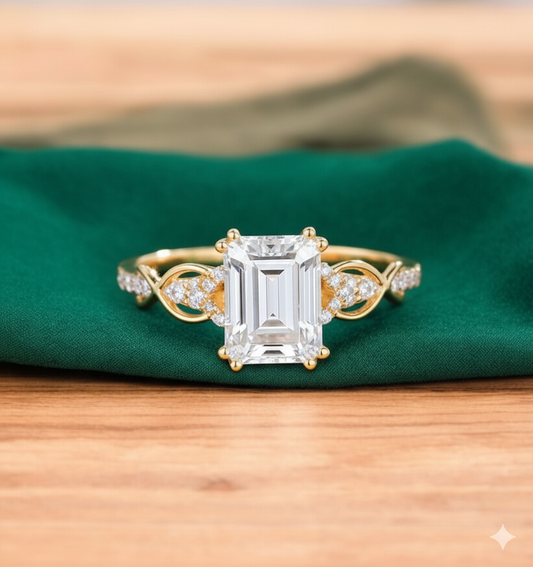 1.80ct Emerald Cut Lab Grown Diamond Engagement Ring