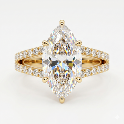 5.00ct Marquise engagement ring with hidden halo