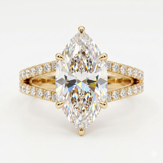 5.00ct Marquise engagement ring with hidden halo
