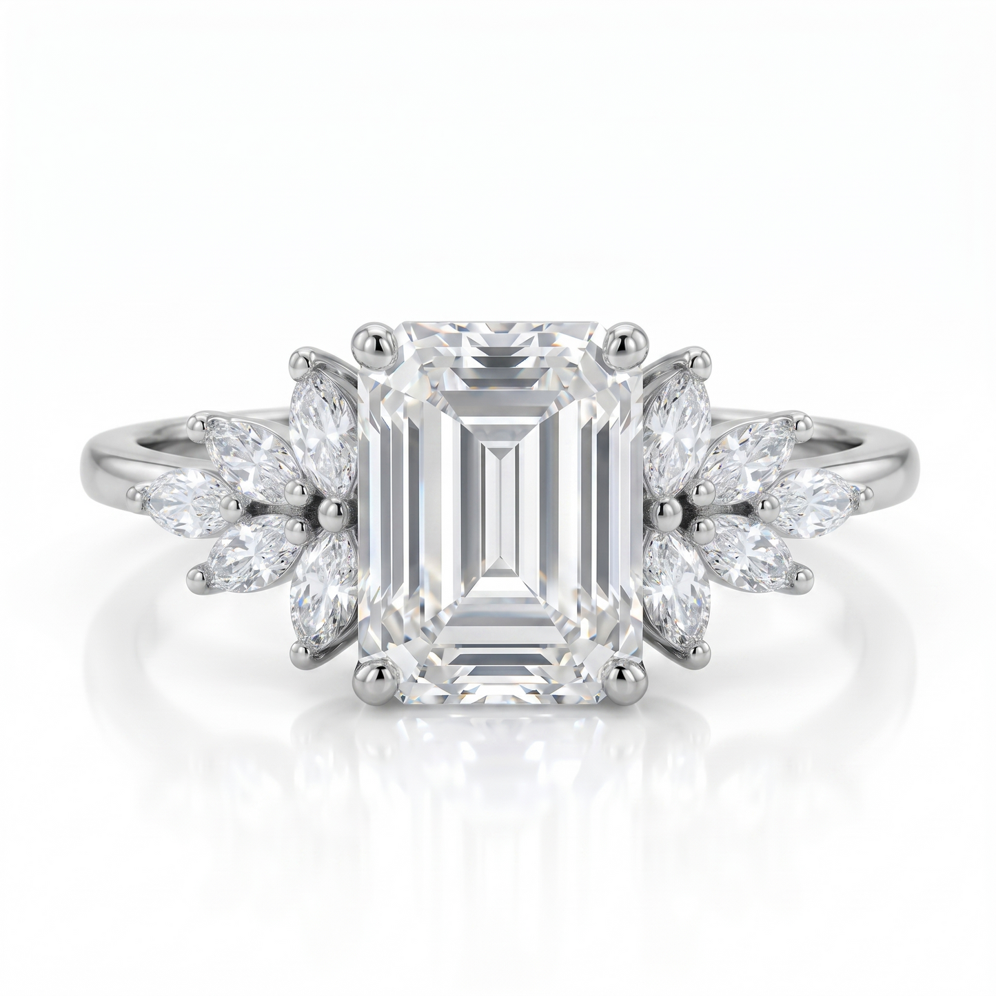 1.75 ct Emerald Lab Diamond Floral Cluster Ring