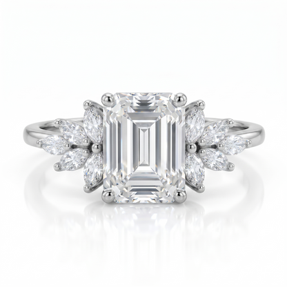 1.75 ct Emerald Lab Diamond Floral Cluster Ring