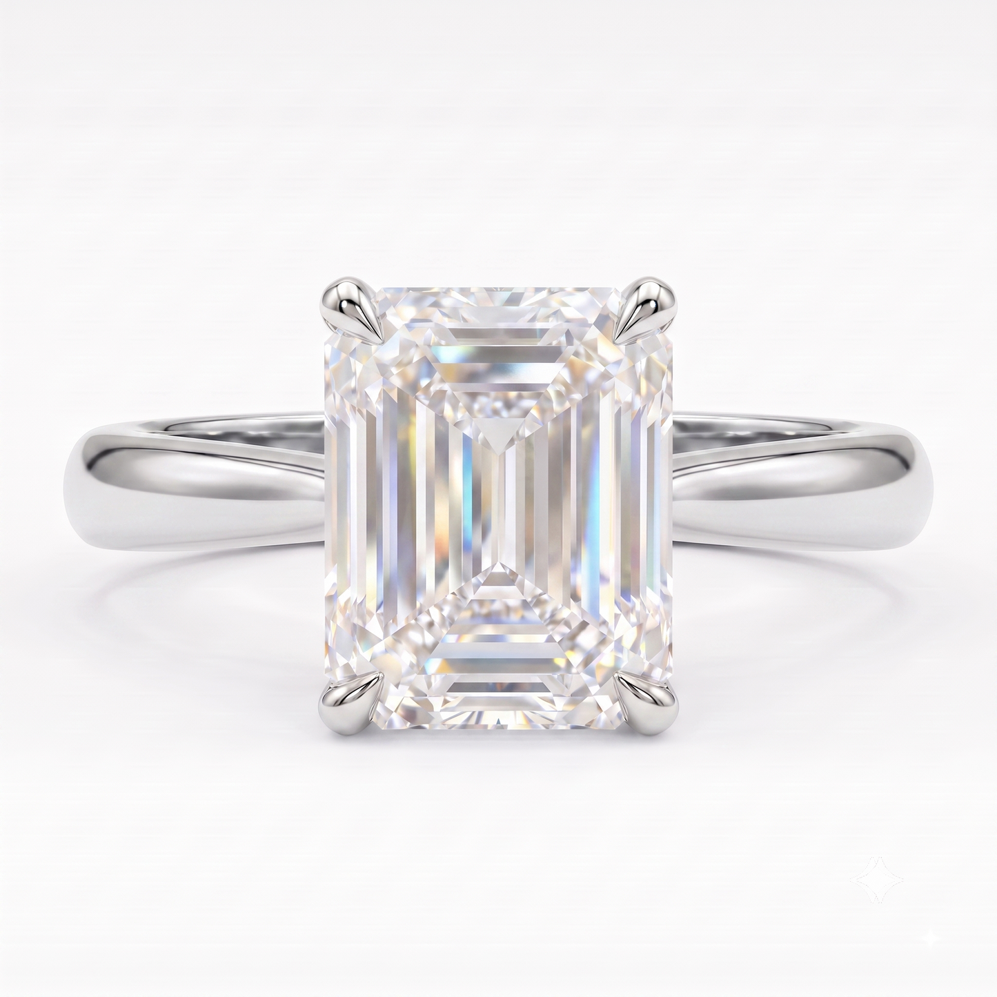 1.00ct Emerald Cut Lab Grown Diamond Engagement Ring, 14K Gold Solitaire Ring