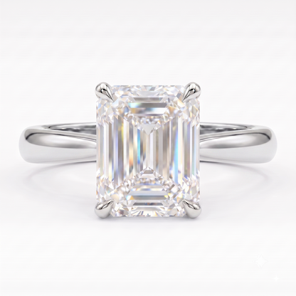 1.00ct Emerald Cut Lab Grown Diamond Engagement Ring, 14K Gold Solitaire Ring