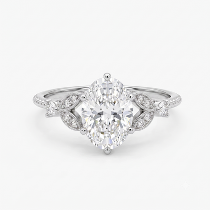 1.320 Ct Oval Lab Diamond Ring – Vintage Art-Deco Engagement Piece