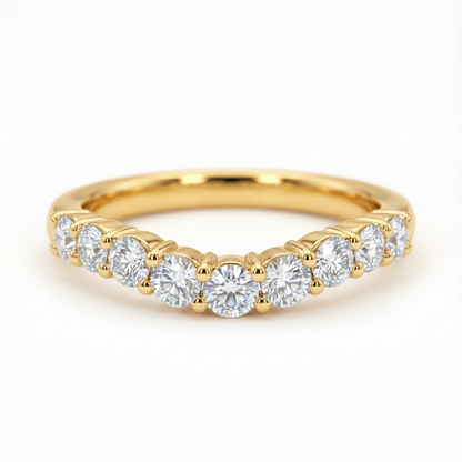 0.700 ct Moissanite Wedding Band - Round Cut Half Eternity Ring