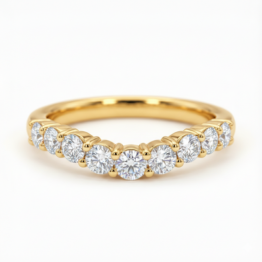 0.700 ct Moissanite Wedding Band - Round Cut Half Eternity Ring