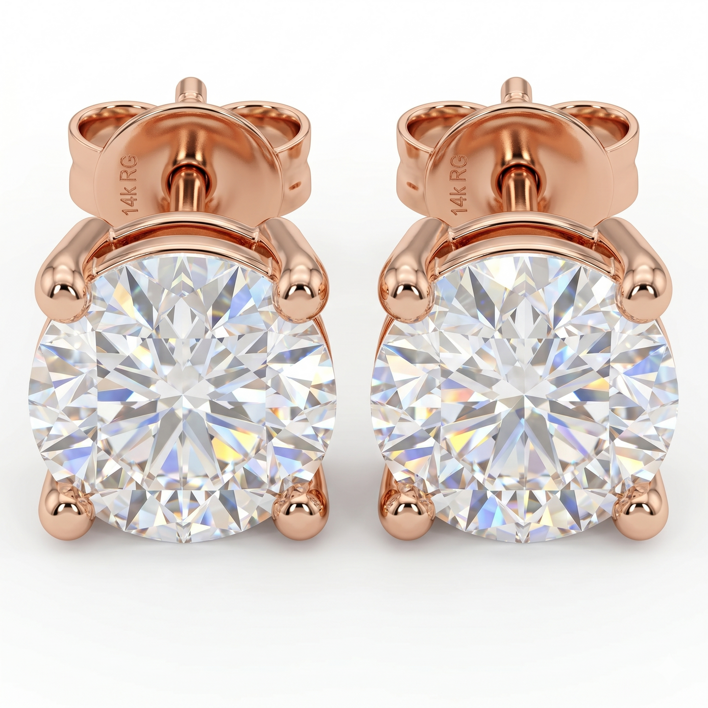 1.00ct Lab Grown Diamond Stud Earrings, Round Solitaire Diamond Earrings