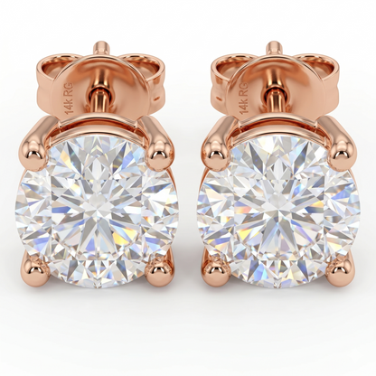 1.00ct Lab Grown Diamond Stud Earrings, Round Solitaire Diamond Earrings