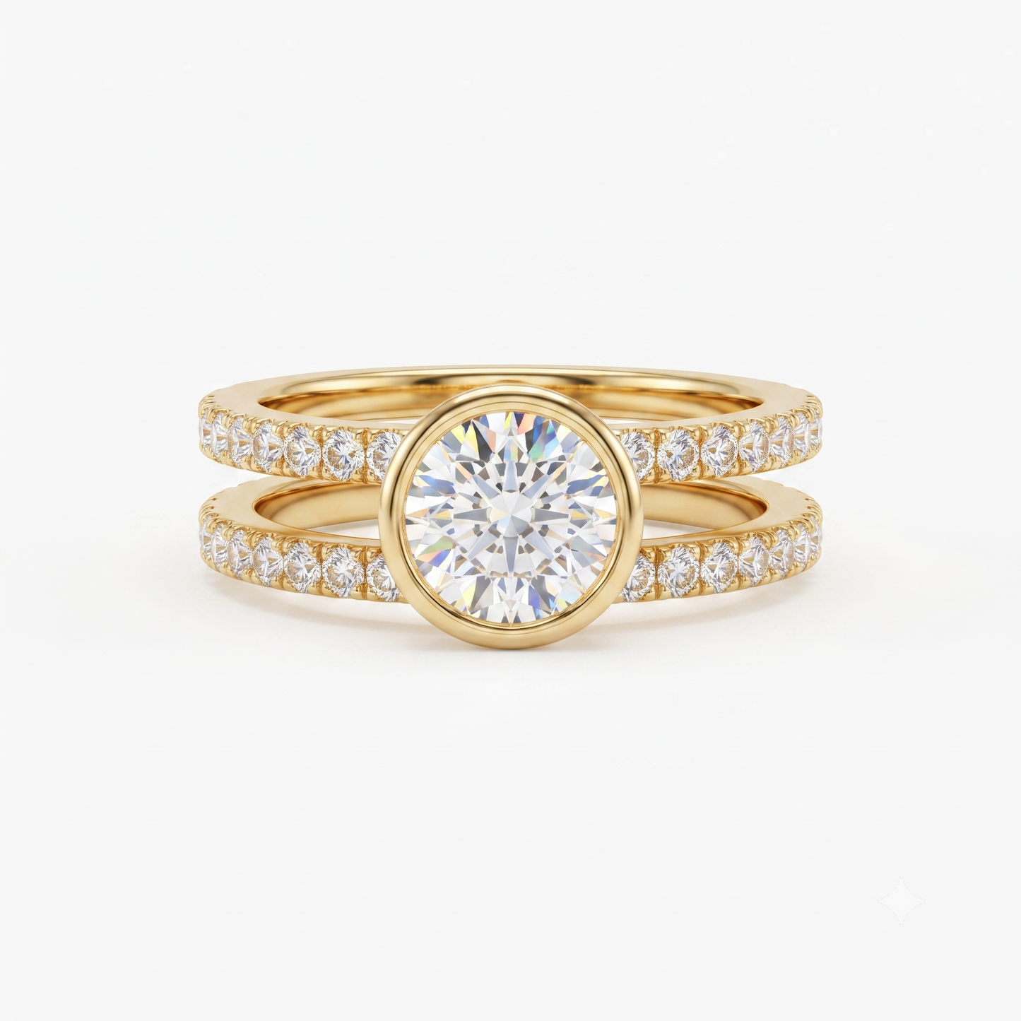 1.50ct Double Row Round cut Lab-Grown engagement ring