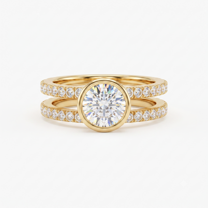 1.50ct Double Row Round cut Lab-Grown engagement ring