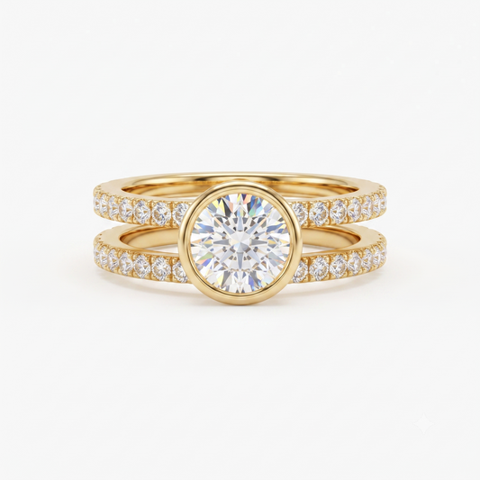 1.50ct Double Row Round cut Lab-Grown engagement ring