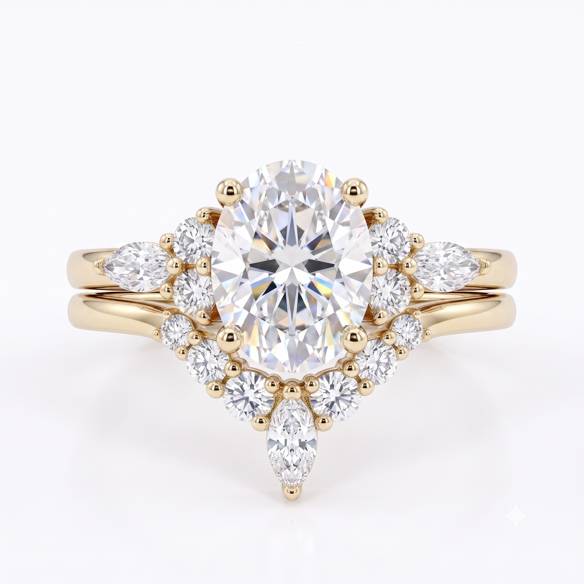 1.690 CT Oval Cut Lab Grown Diamond Engagement Ring Set