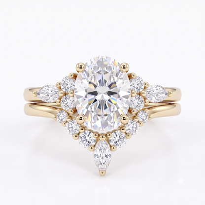 1.690 CT Oval Cut Lab Grown Diamond Engagement Ring Set