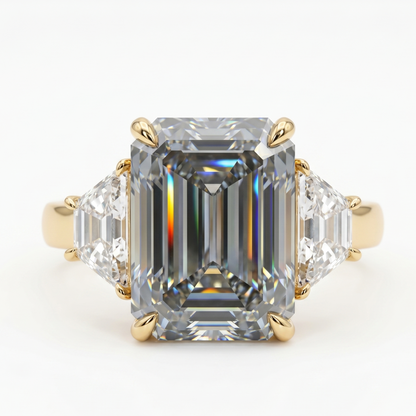 Three Stone Emerald Cut Lab-Grown Ring