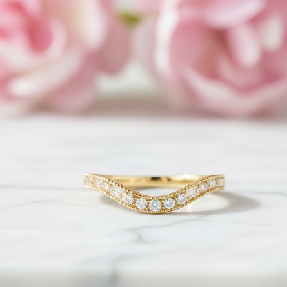 4 CT Curved Moissanite Bridal Wedding Band