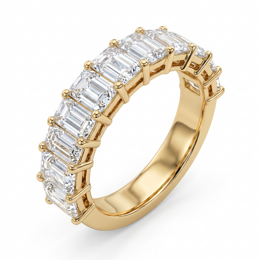 2.00ct Emerald Cut Natural Diamond Wedding Band